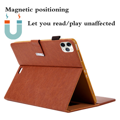 Metal Buckle Card Slots Stand Leather Smart Cover with Hand Strap for iPad Air (2020)/Air (2022)/Pro 11-inch (2021)(2020)(2018)