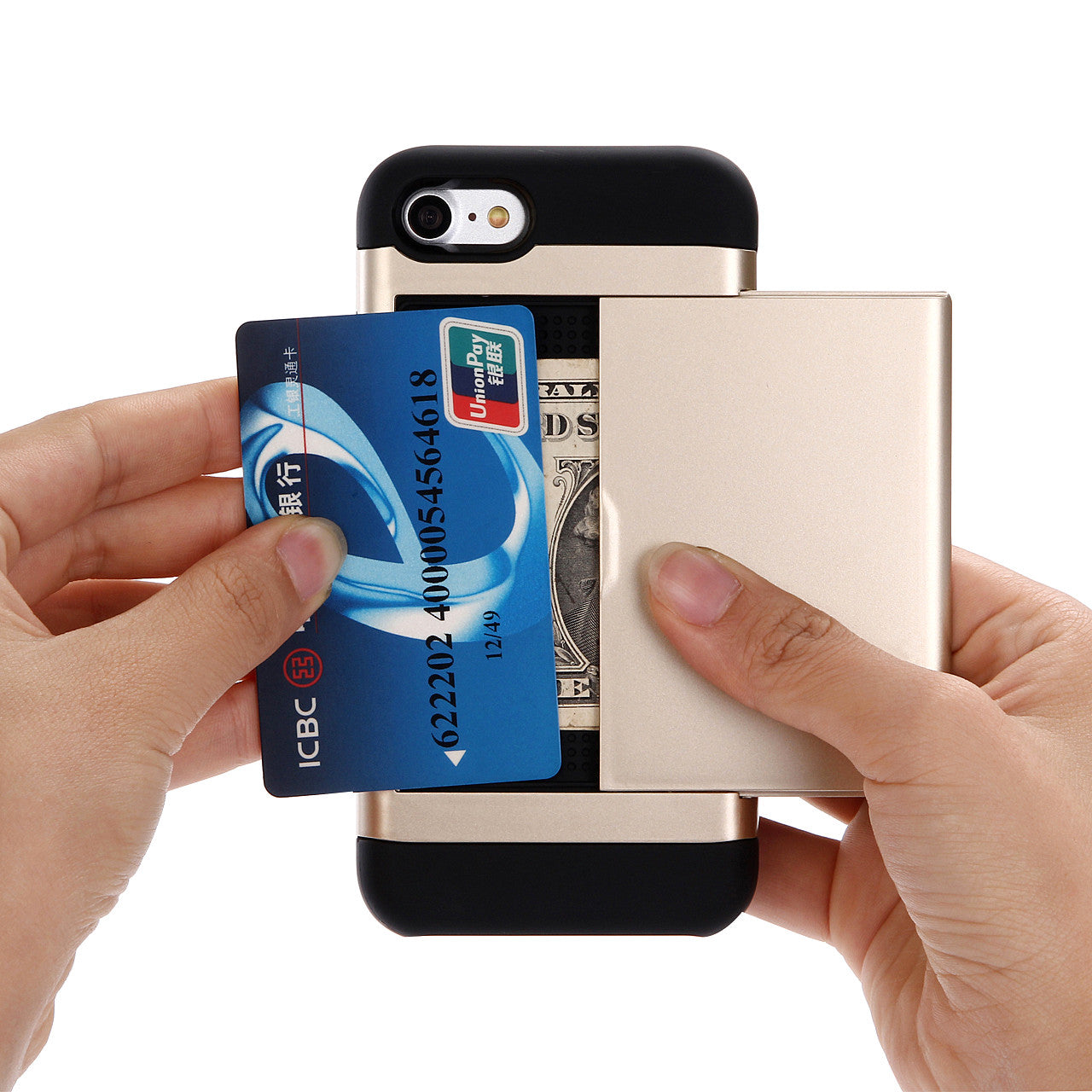 Slide Card Slot Plastic + TPU Hybrid Cover for iPhone SE (2020)/SE (2022)/7/8 4.7 inch