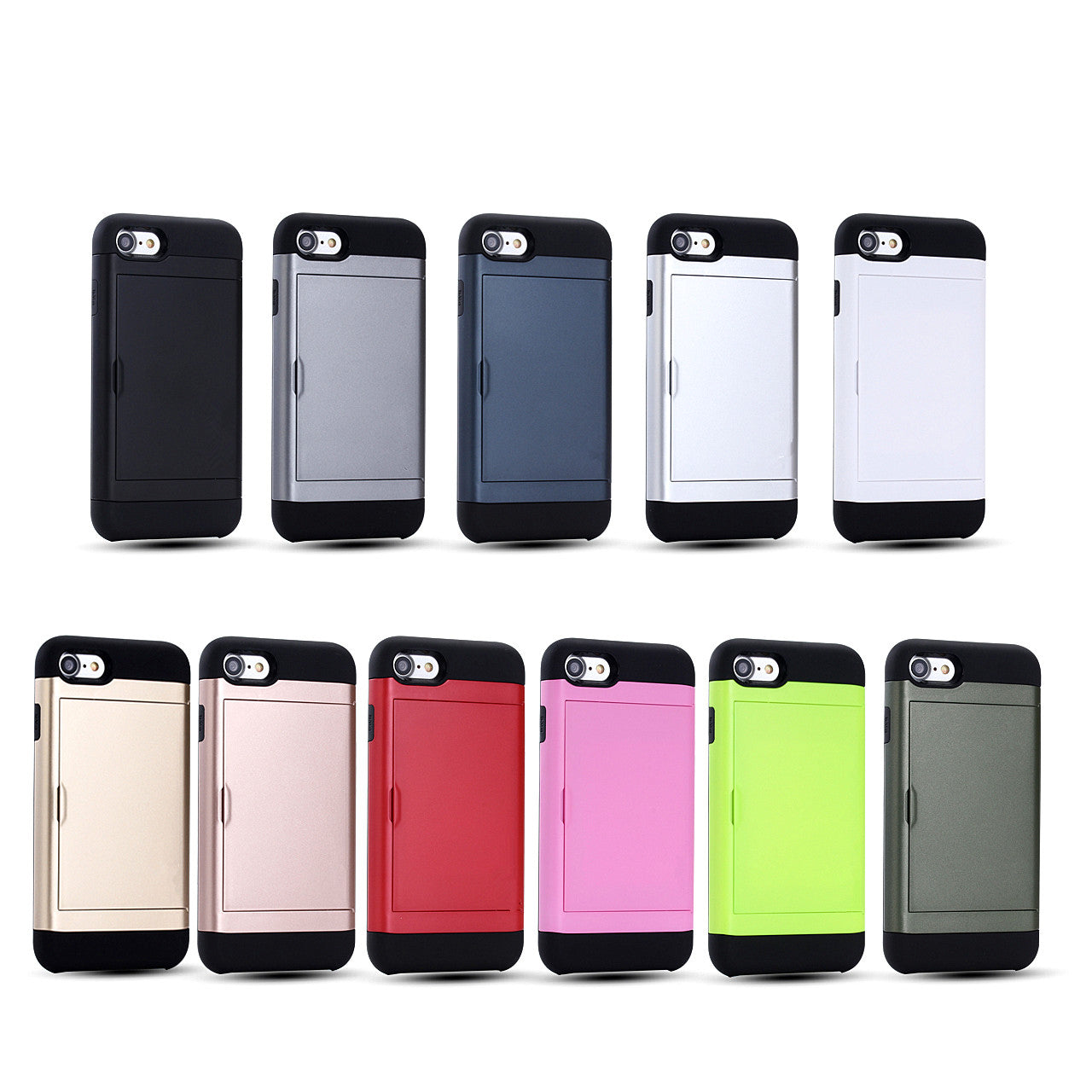 Slide Card Slot Plastic + TPU Hybrid Cover for iPhone SE (2020)/SE (2022)/7/8 4.7 inch