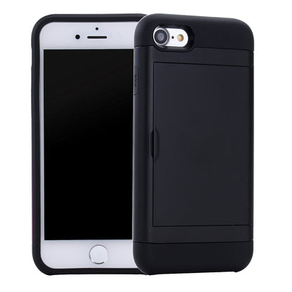 Slide Card Slot Plastic + TPU Hybrid Cover for iPhone SE (2020)/SE (2022)/7/8 4.7 inch