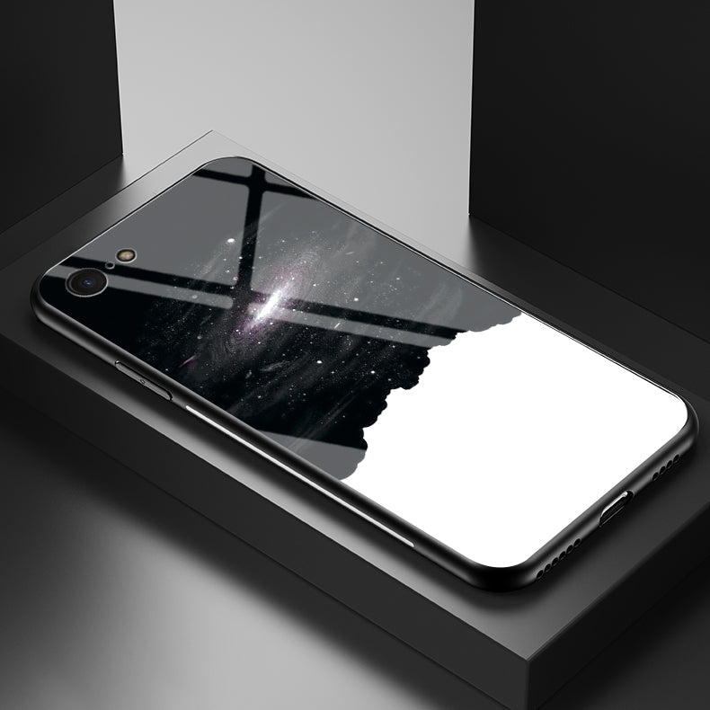 Starry Sky Pattern Tempered Glass + PC + TPU Combo Case for iPhone SE (2nd Generation)