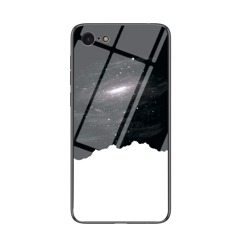 Starry Sky Pattern Tempered Glass + PC + TPU Combo Case for iPhone SE (2nd Generation)