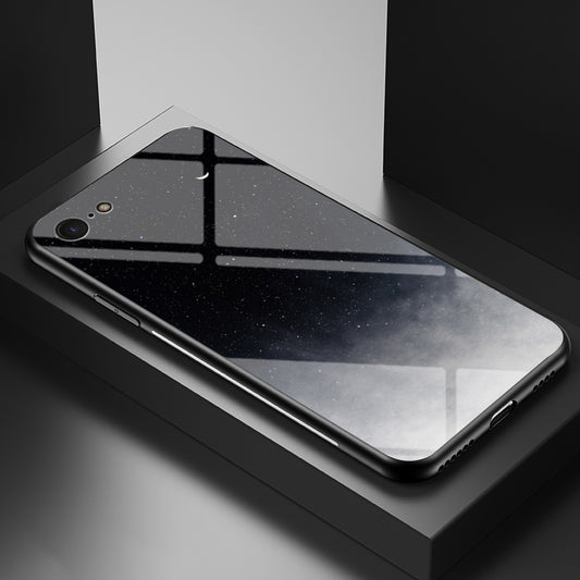 Starry Sky Pattern Tempered Glass + PC + TPU Combo Case for iPhone SE (2nd Generation)