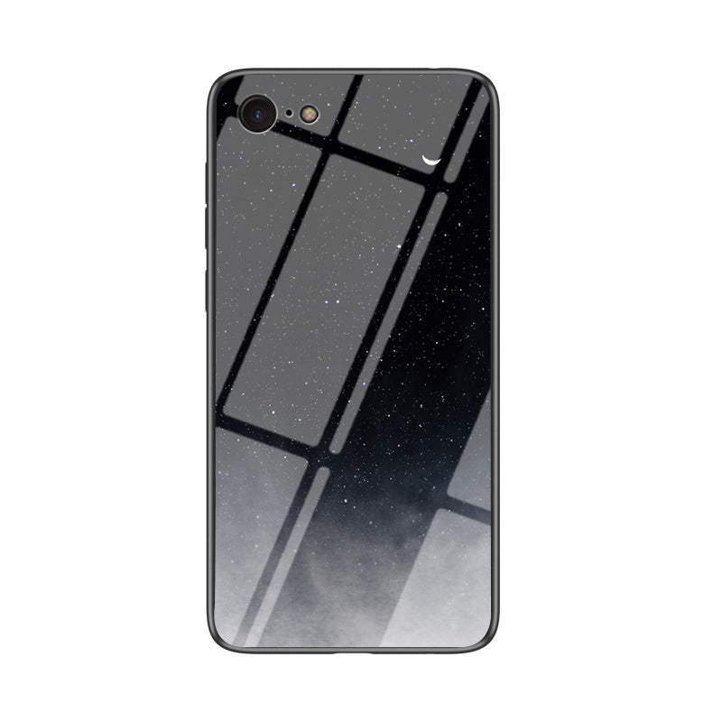 Starry Sky Pattern Tempered Glass + PC + TPU Combo Case for iPhone SE (2nd Generation)