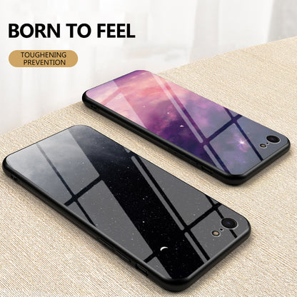 Starry Sky Pattern Tempered Glass + PC + TPU Combo Case for iPhone SE (2nd Generation)