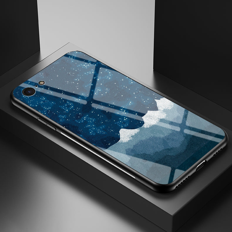 Starry Sky Pattern Tempered Glass + PC + TPU Combo Case for iPhone SE (2nd Generation)