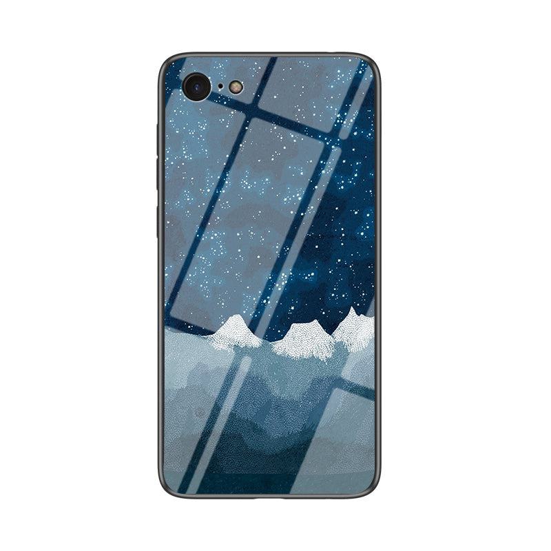 Starry Sky Pattern Tempered Glass + PC + TPU Combo Case for iPhone SE (2nd Generation)