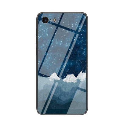 Starry Sky Pattern Tempered Glass + PC + TPU Combo Case for iPhone SE (2nd Generation)