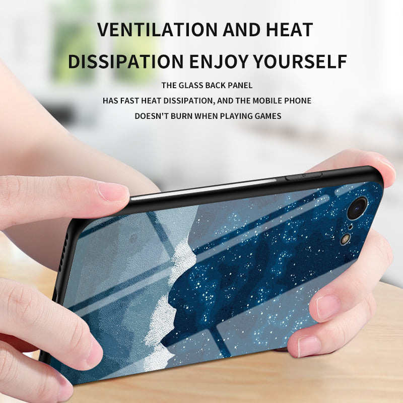 Starry Sky Pattern Tempered Glass + PC + TPU Combo Case for iPhone SE (2nd Generation)