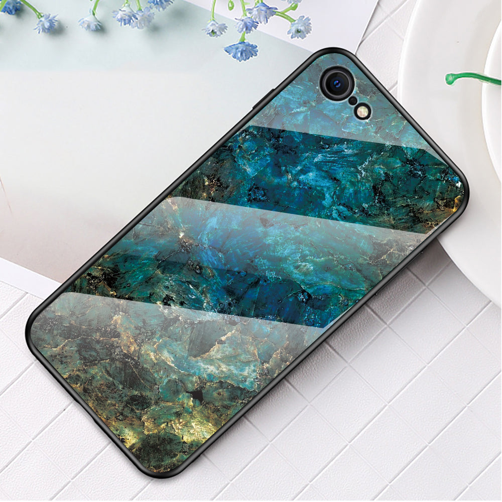 Marble Grain Pattern Tempered Glass PC + TPU Combo Case for iPhone SE (2nd Generation)