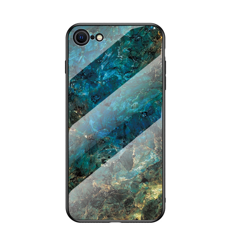 Marble Grain Pattern Tempered Glass PC + TPU Combo Case for iPhone SE (2nd Generation)