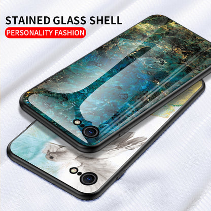 Marble Grain Pattern Tempered Glass PC + TPU Combo Case for iPhone SE (2nd Generation)