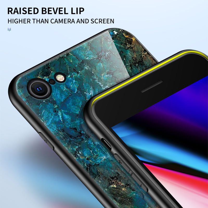 Marble Grain Pattern Tempered Glass PC + TPU Combo Case for iPhone SE (2nd Generation)