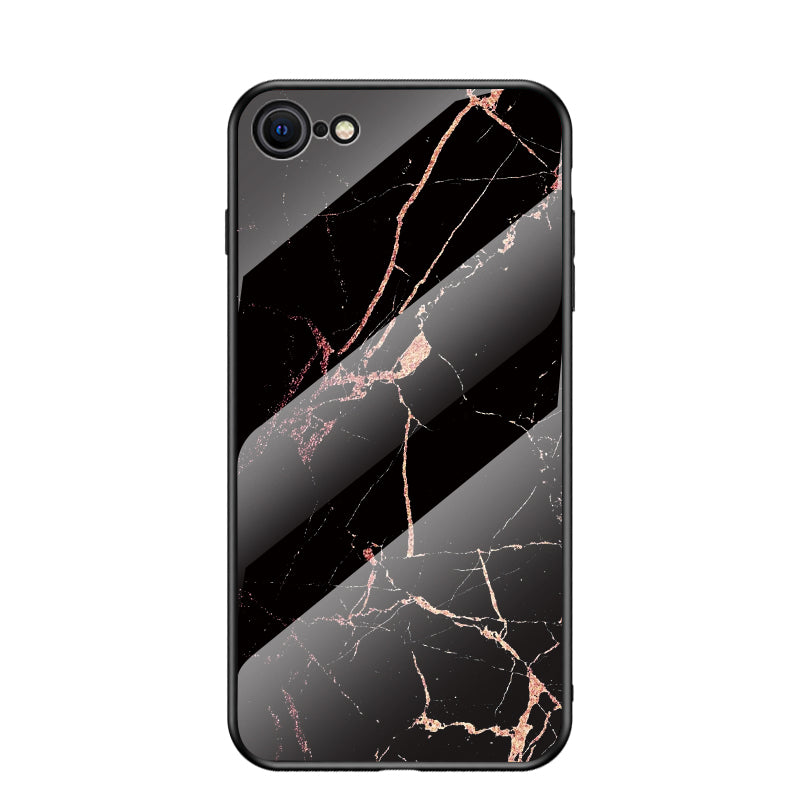 Marble Grain Pattern Tempered Glass PC + TPU Combo Case for iPhone SE (2nd Generation)