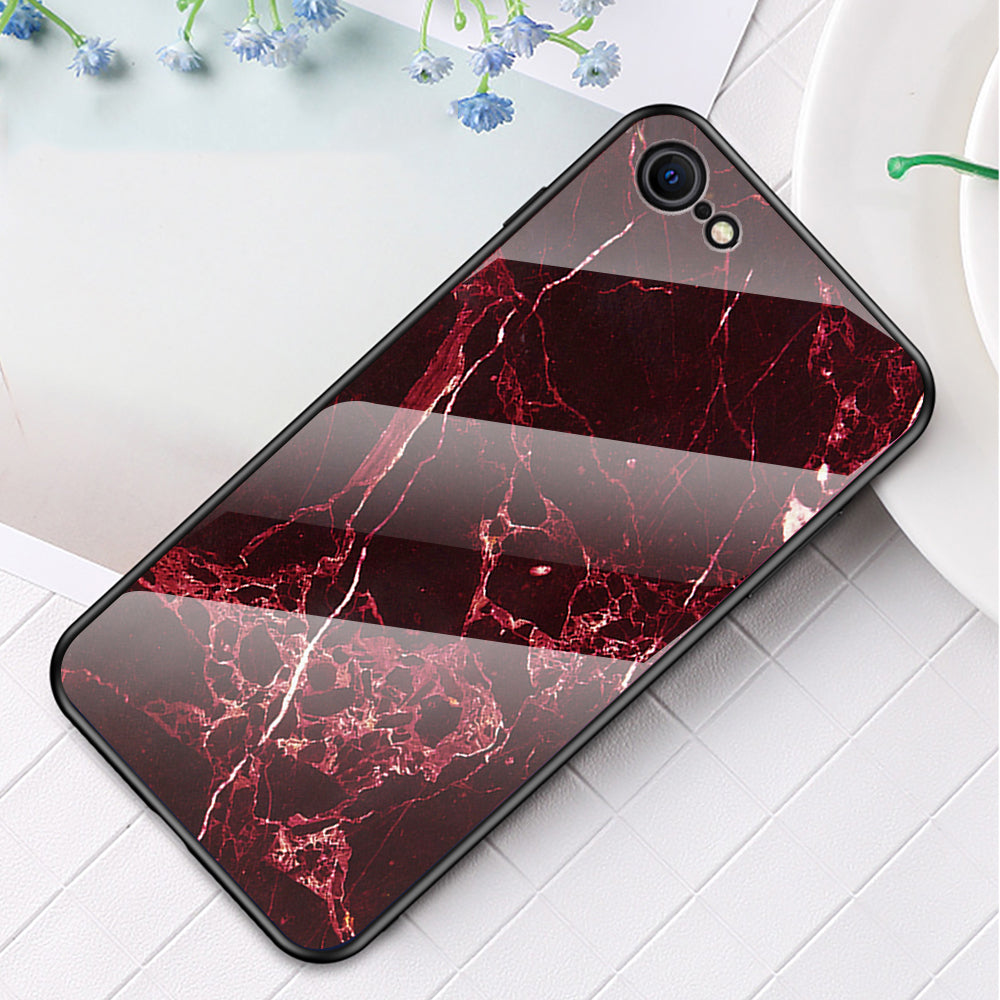 Marble Grain Pattern Tempered Glass PC + TPU Combo Case for iPhone SE (2nd Generation)