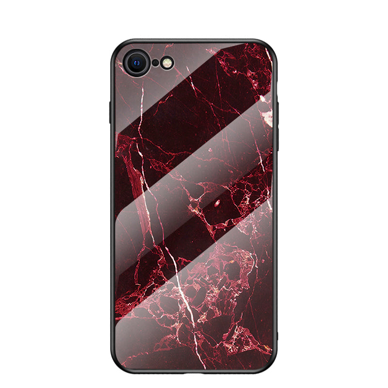 Marble Grain Pattern Tempered Glass PC + TPU Combo Case for iPhone SE (2nd Generation)