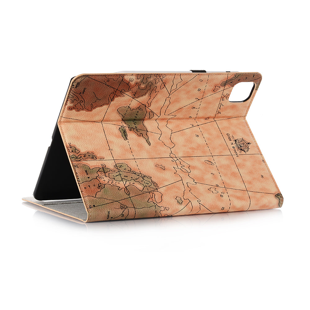 Map Pattern Auto Wake/Sleep Leather Wallet Tablet Shell for iPad Pro 12.9-inch (2020)/(2018)