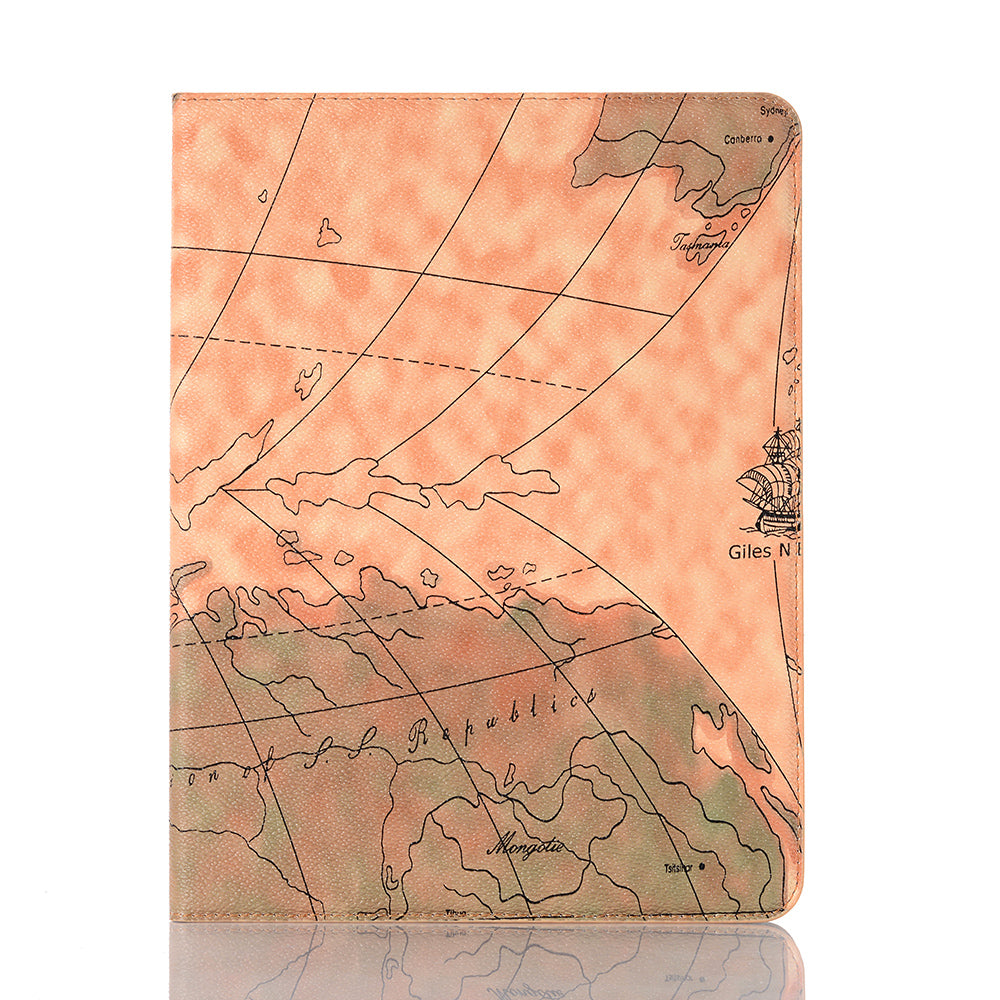 Map Pattern Auto Wake/Sleep Leather Wallet Tablet Shell for iPad Pro 12.9-inch (2020)/(2018)