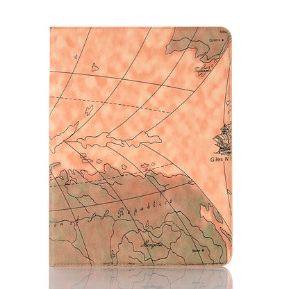 Map Pattern Auto Wake/Sleep Leather Wallet Tablet Shell for iPad Pro 12.9-inch (2020)/(2018)