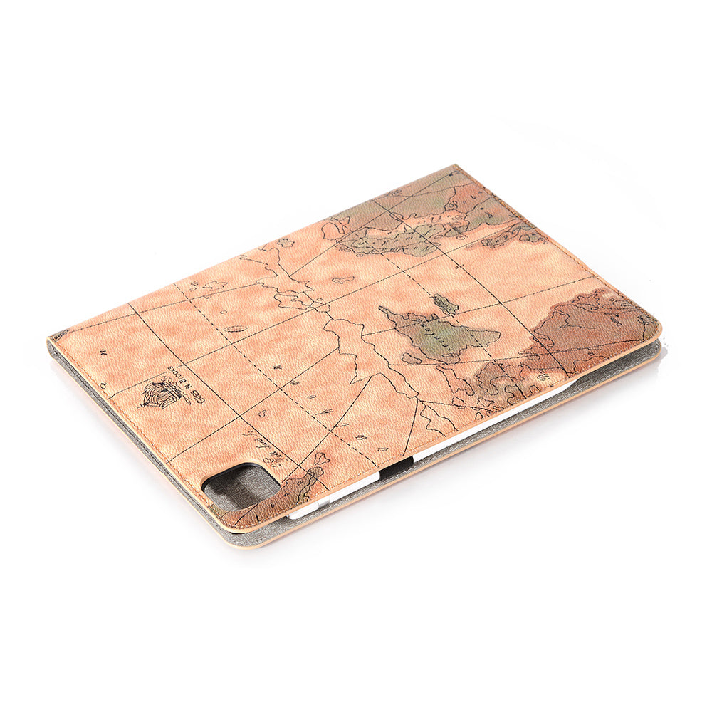 Map Pattern Auto Wake/Sleep Leather Wallet Tablet Shell for iPad Pro 12.9-inch (2020)/(2018)
