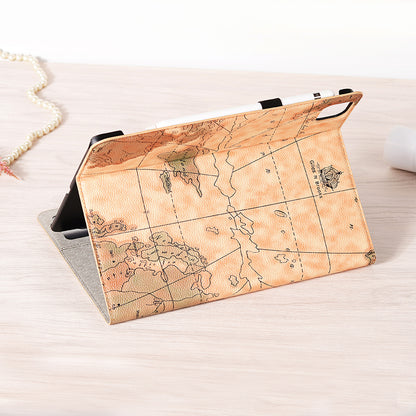 Map Pattern Auto Wake/Sleep Leather Wallet Tablet Shell for iPad Pro 12.9-inch (2020)/(2018)