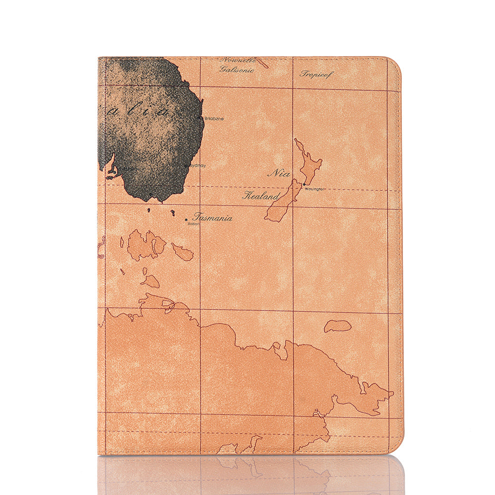 Map Pattern Auto Wake/Sleep Leather Wallet Tablet Shell for iPad Pro 12.9-inch (2020)/(2018)