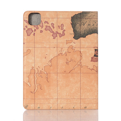 Map Pattern Auto Wake/Sleep Leather Wallet Tablet Shell for iPad Pro 12.9-inch (2020)/(2018)