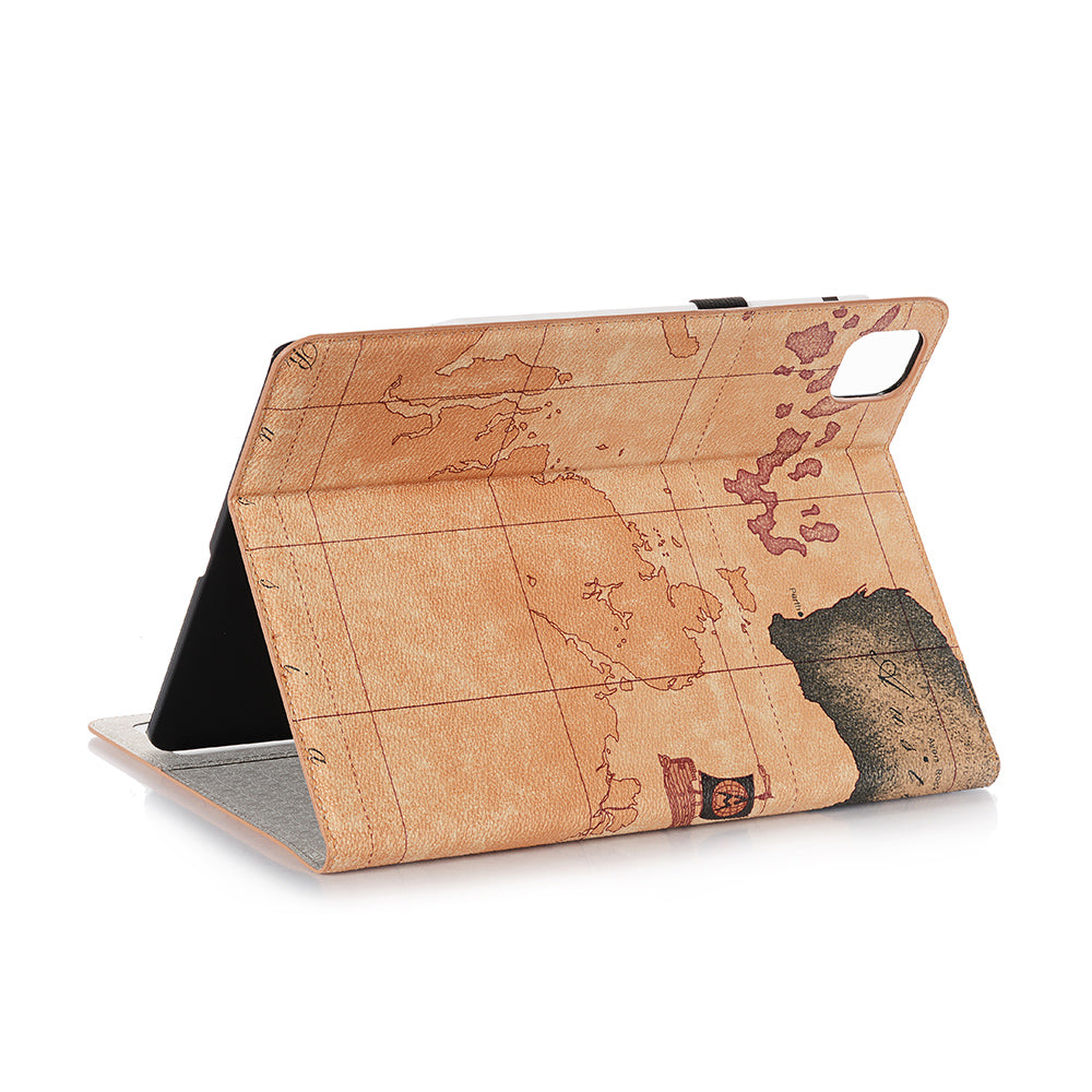 Map Pattern Auto Wake/Sleep Leather Wallet Tablet Shell for iPad Pro 12.9-inch (2020)/(2018)