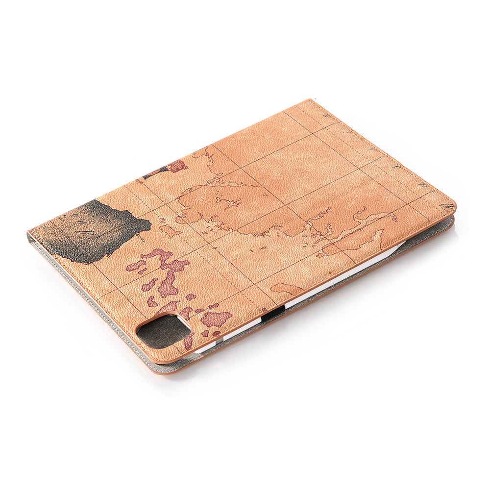 Map Pattern Auto Wake/Sleep Leather Wallet Tablet Shell for iPad Pro 12.9-inch (2020)/(2018)