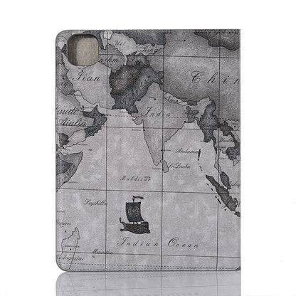 Map Pattern Auto Wake/Sleep Leather Wallet Tablet Shell for iPad Pro 12.9-inch (2020)/(2018)