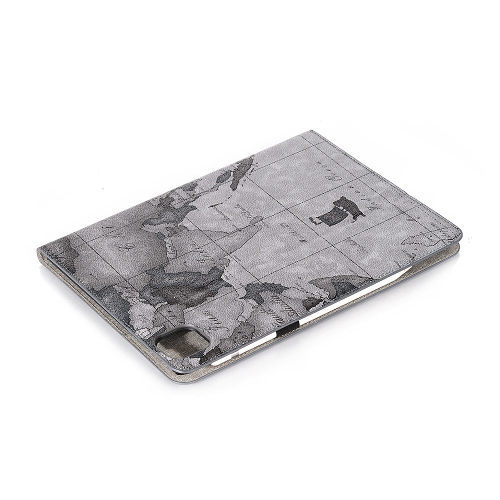 Map Pattern Auto Wake/Sleep Leather Wallet Tablet Shell for iPad Pro 12.9-inch (2020)/(2018)