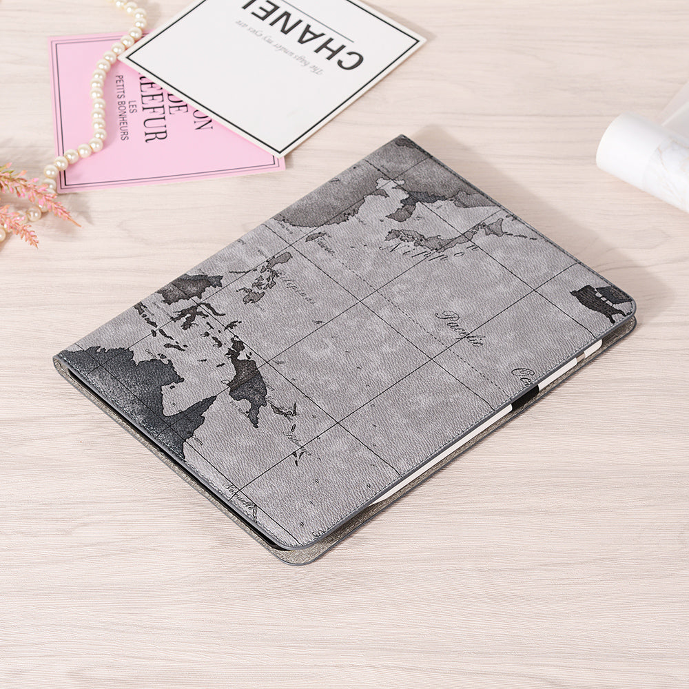 Map Pattern Auto Wake/Sleep Leather Wallet Tablet Shell for iPad Pro 12.9-inch (2020)/(2018)