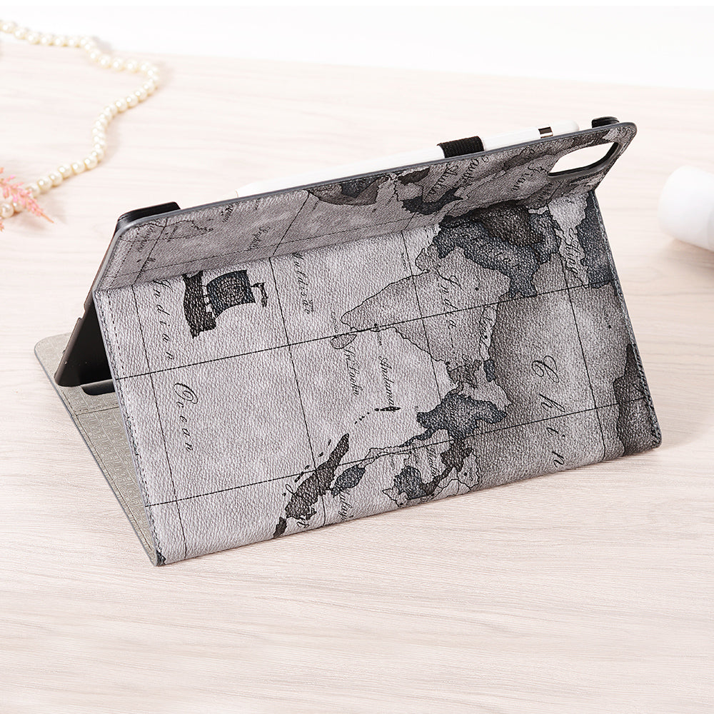 Map Pattern Auto Wake/Sleep Leather Wallet Tablet Shell for iPad Pro 12.9-inch (2020)/(2018)
