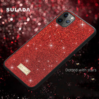 SULADA Dazzling Glittery Surface Leather Coated TPU Back Shell for iPhone 11 Pro Max 6.5 inch