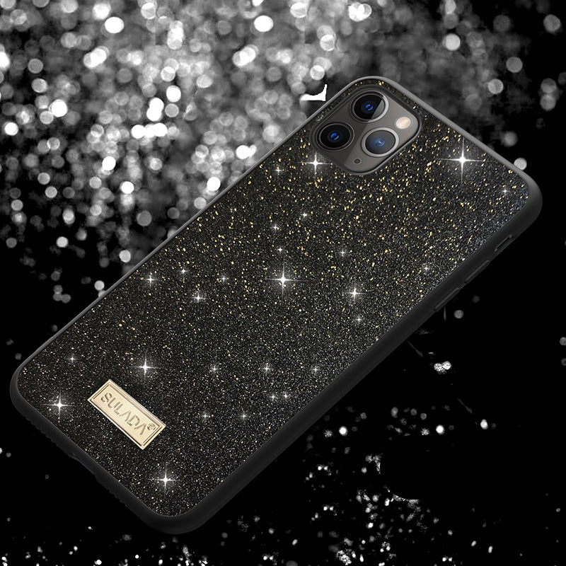 SULADA Dazzling Glittery Surface Leather Coated TPU Back Shell for iPhone 11 Pro Max 6.5 inch