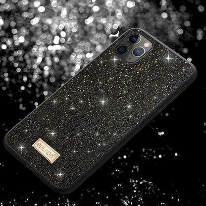 SULADA Dazzling Glittery Surface Leather Coated TPU Back Shell for iPhone 11 Pro Max 6.5 inch