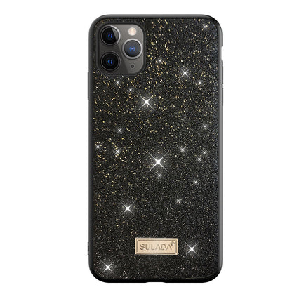 SULADA Dazzling Glittery Surface Leather Coated TPU Back Shell for iPhone 11 Pro Max 6.5 inch