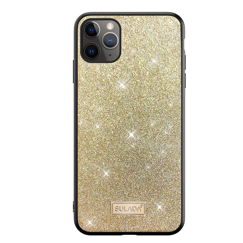 SULADA Dazzling Glittery Surface Leather Coated TPU Back Shell for iPhone 11 Pro Max 6.5 inch