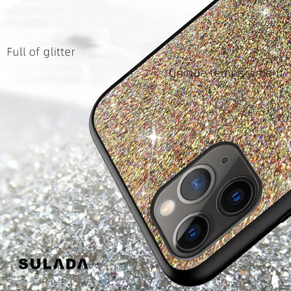 SULADA Dazzling Glittery Surface Leather Coated TPU Back Shell for iPhone 11 Pro Max 6.5 inch