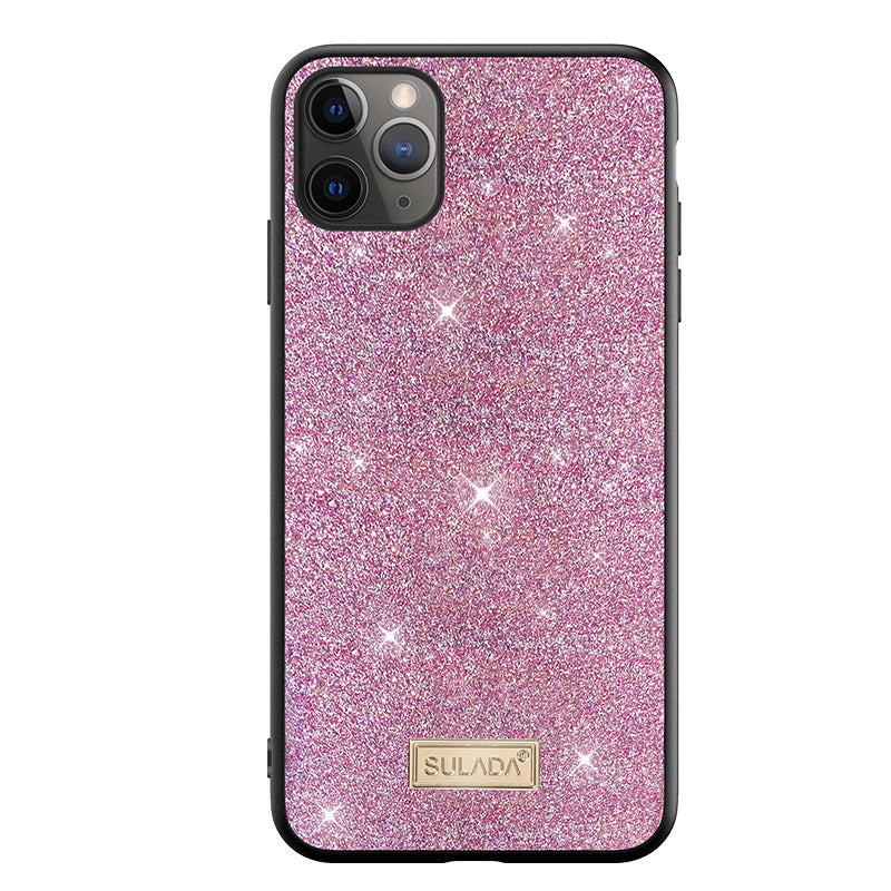 SULADA Dazzling Glittery Surface Leather Coated TPU Back Shell for iPhone 11 Pro Max 6.5 inch