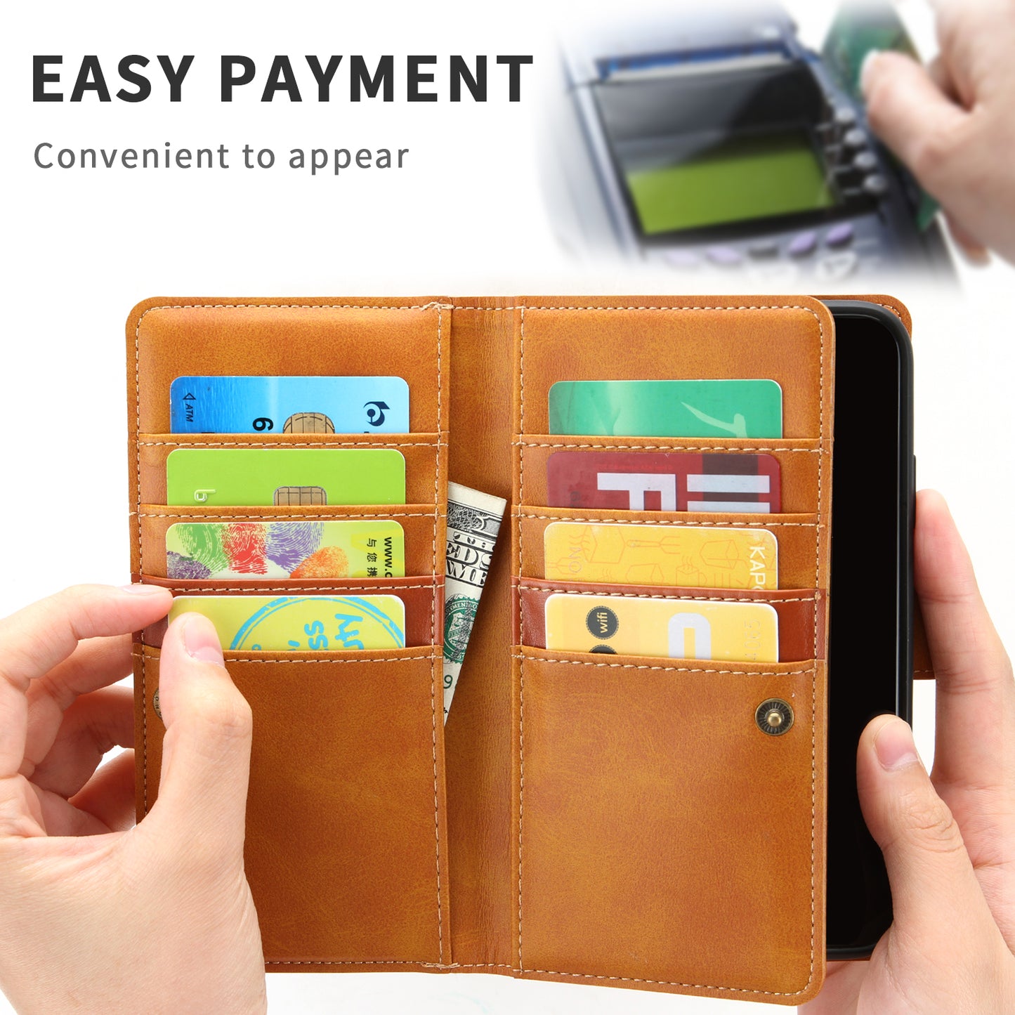 Multiple Card Slots Split Leather Phone Cover Case for iPhone 11 Pro 5.8-inch