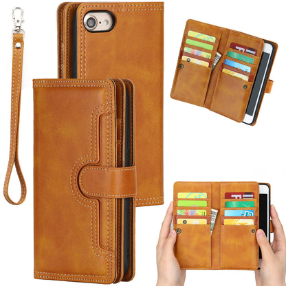 Shockproof Split Leather Phone Cover Cellphone Protection Case With Multiple Card Slots for iPhone 8 / 7 / SE (2022)/SE (2020)