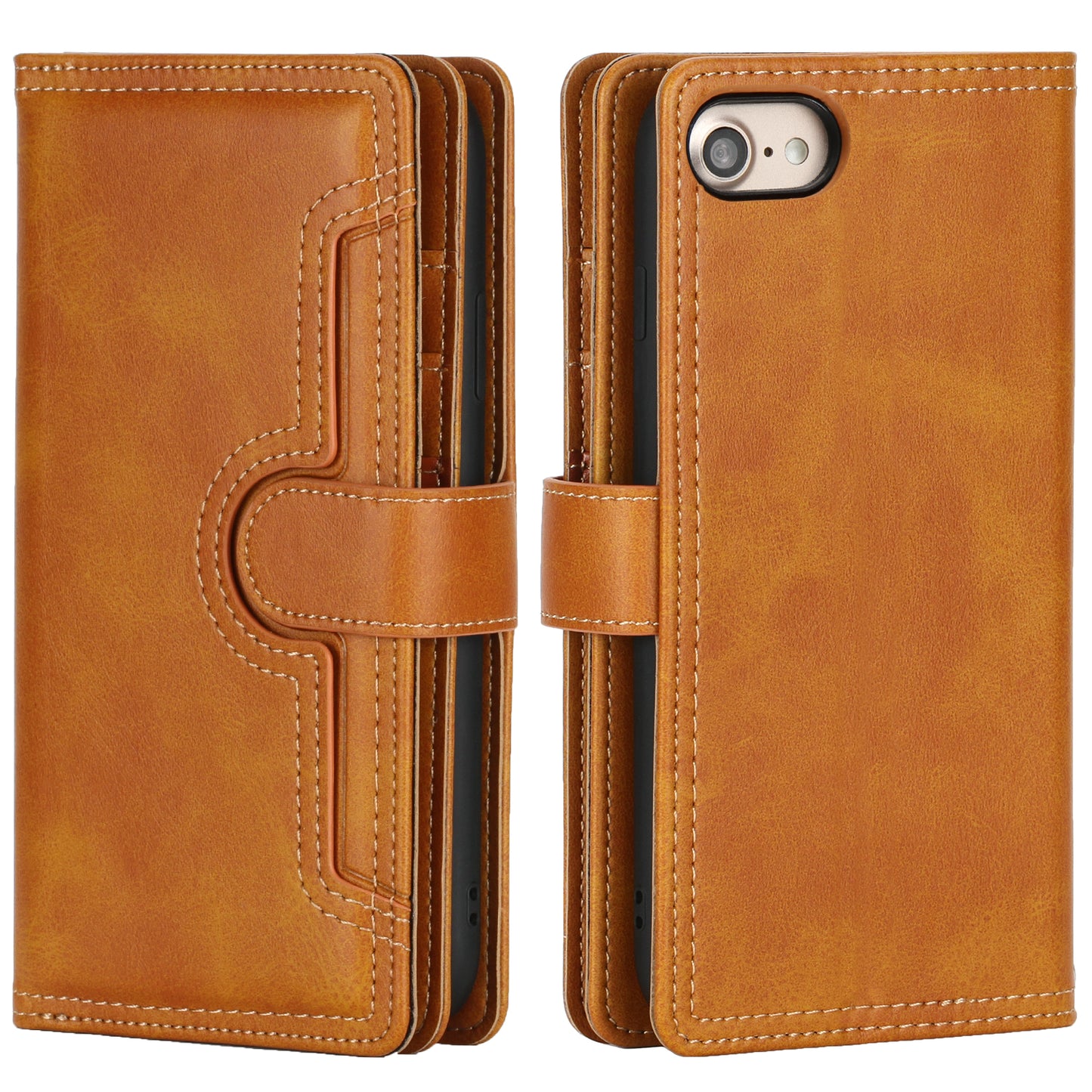Shockproof Split Leather Phone Cover Cellphone Protection Case With Multiple Card Slots for iPhone 8 / 7 / SE (2022)/SE (2020)