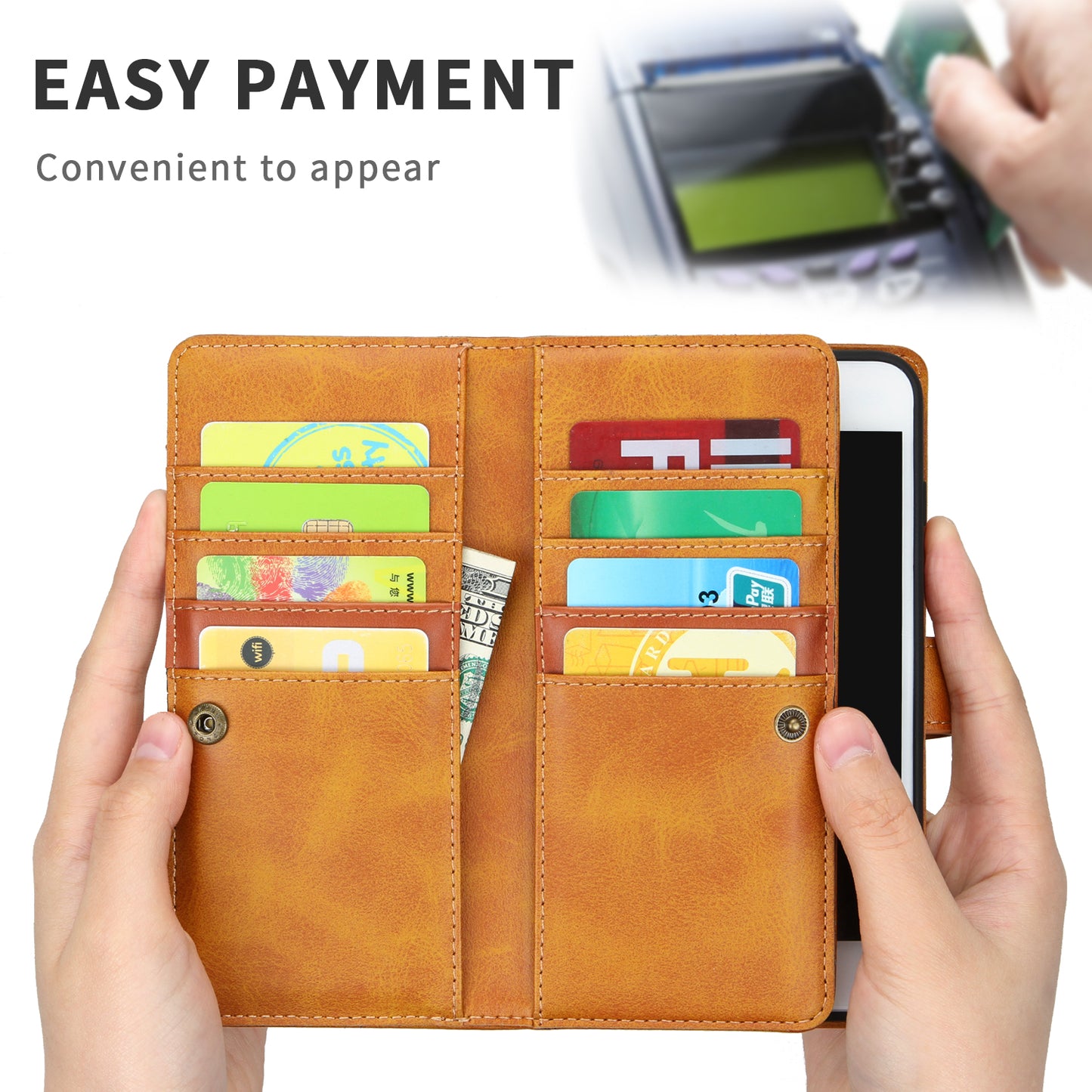 Shockproof Split Leather Phone Cover Cellphone Protection Case With Multiple Card Slots for iPhone 8 / 7 / SE (2022)/SE (2020)