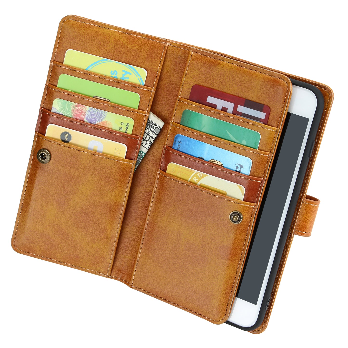 Shockproof Split Leather Phone Cover Cellphone Protection Case With Multiple Card Slots for iPhone 8 / 7 / SE (2022)/SE (2020)