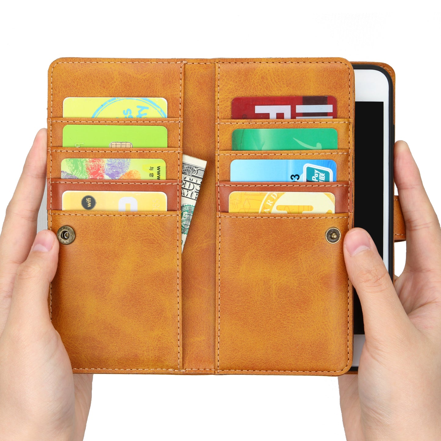 Shockproof Split Leather Phone Cover Cellphone Protection Case With Multiple Card Slots for iPhone 8 / 7 / SE (2022)/SE (2020)