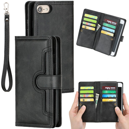 Shockproof Split Leather Phone Cover Cellphone Protection Case With Multiple Card Slots for iPhone 8 / 7 / SE (2022)/SE (2020)