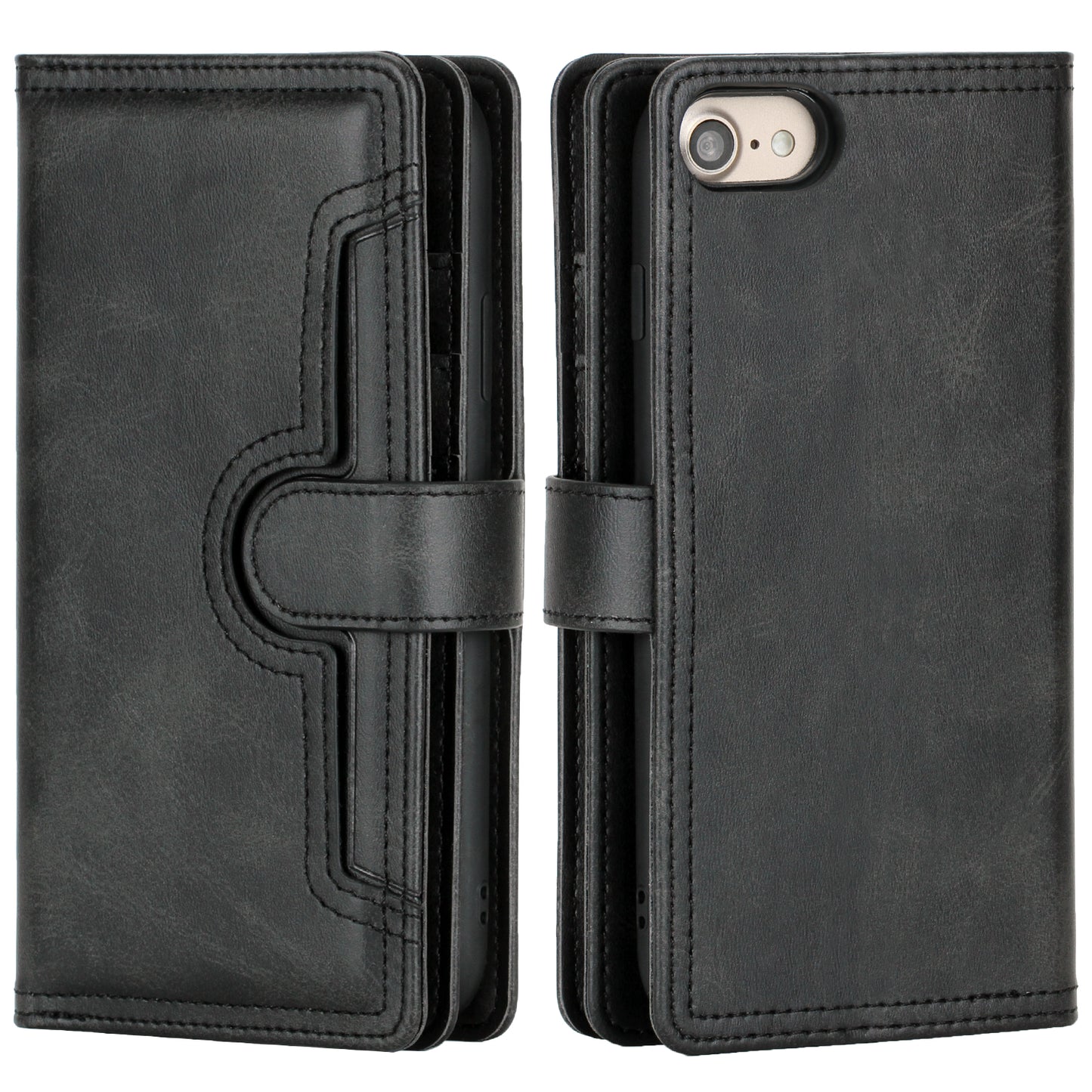 Shockproof Split Leather Phone Cover Cellphone Protection Case With Multiple Card Slots for iPhone 8 / 7 / SE (2022)/SE (2020)
