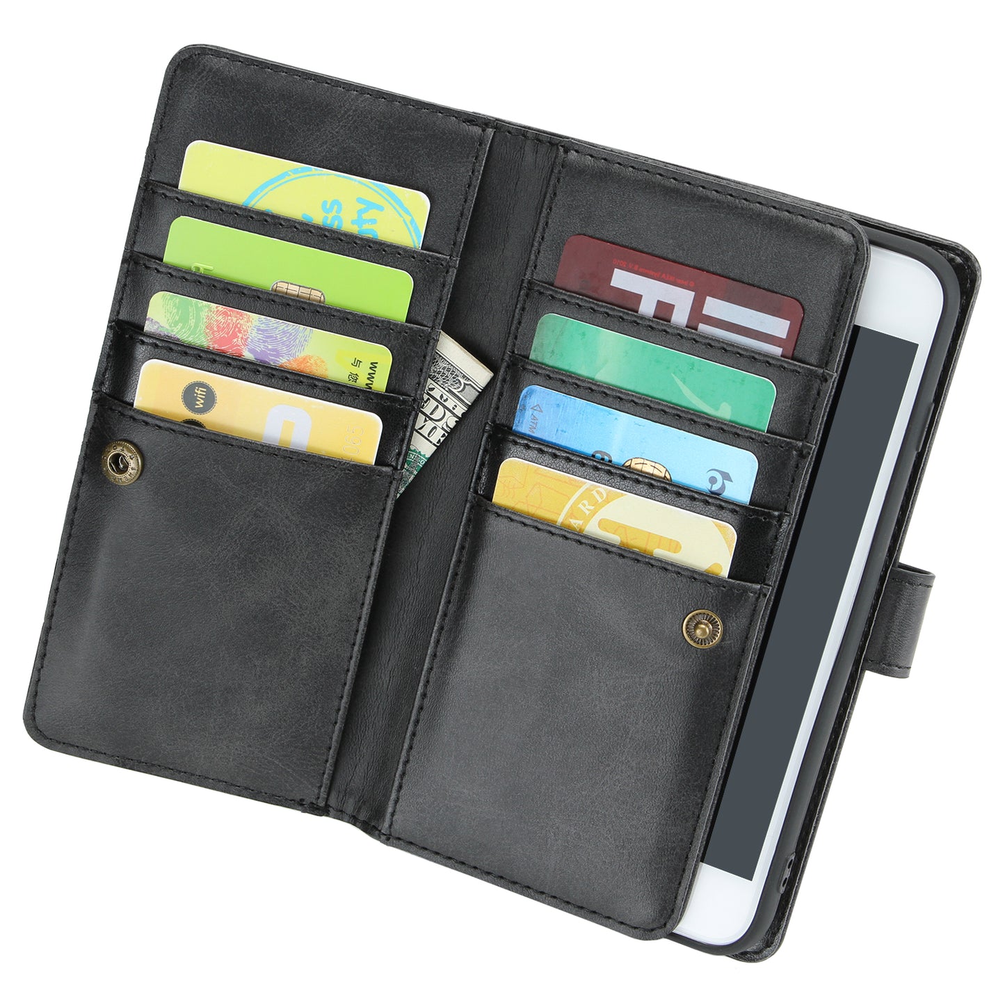 Shockproof Split Leather Phone Cover Cellphone Protection Case With Multiple Card Slots for iPhone 8 / 7 / SE (2022)/SE (2020)