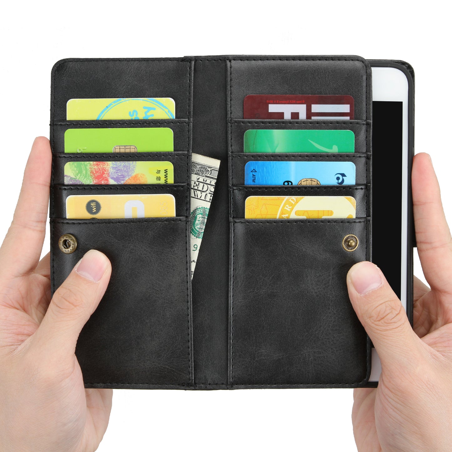 Shockproof Split Leather Phone Cover Cellphone Protection Case With Multiple Card Slots for iPhone 8 / 7 / SE (2022)/SE (2020)